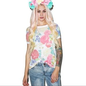 WILDFOX COUTURE Summer Bouquet Vintage Ringer Tee